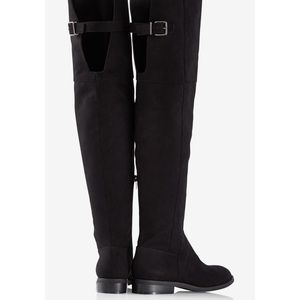 Express black suede knee high boots